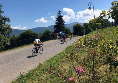 Cyclists on a mountain road