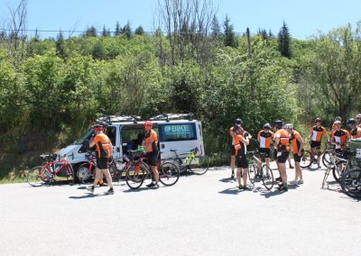 Cyclists in Provence countryside