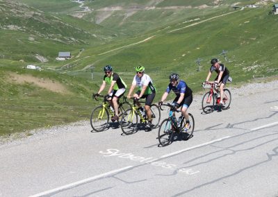 Cyclists riding on a mountain road