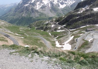 Cyclists riding on a mountain road