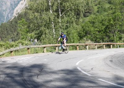 Cyclists riding on a mountain road