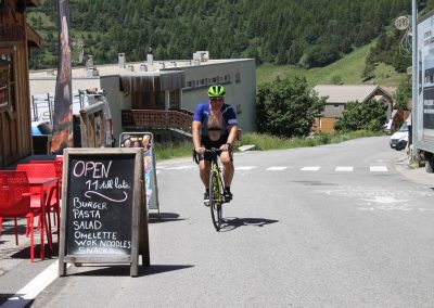 Cyclists riding on a mountain road