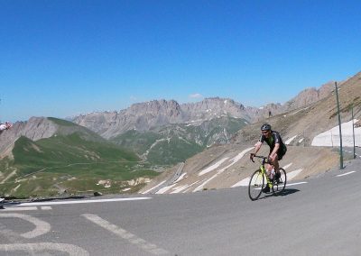 Cyclists riding on a mountain road