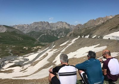 Cyclists riding on a mountain road