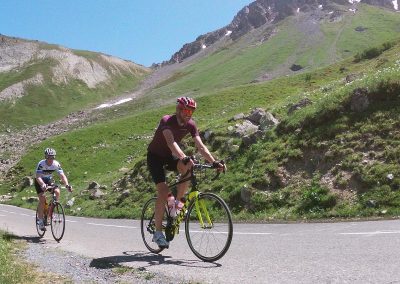 Cyclists riding on a mountain road