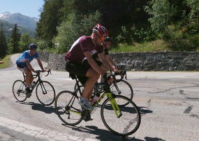 Cyclists riding on a mountain road