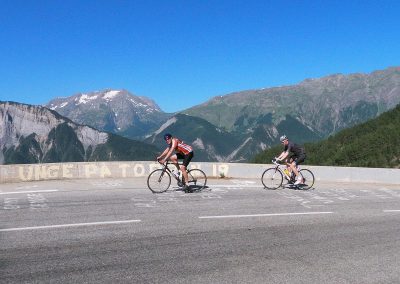 Cyclists riding on a mountain road